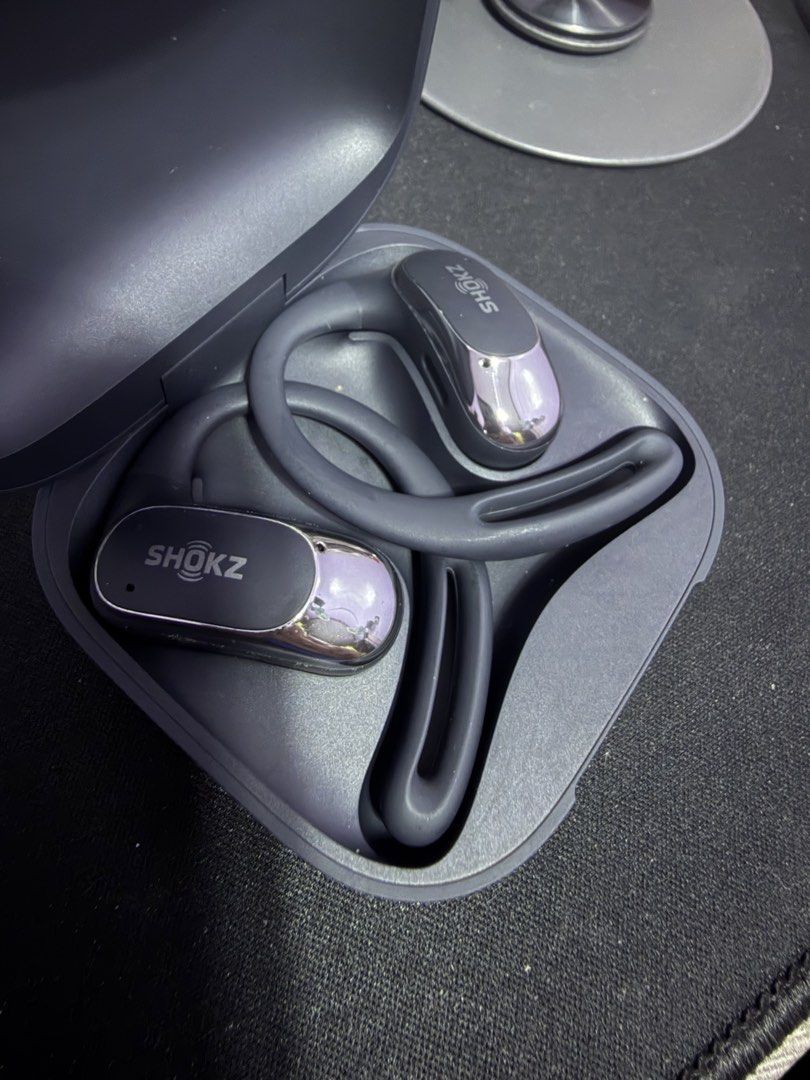 Shokz OpenFit Air Bone Conduction Earbuds (Category: Earphones) located in Quezon City. Submitted by Lyavable.shop (Listing ID 1462561512, Image 3). Description: - Shokz Openfit Air earbuds - Bone conduction technology for open-ear listening - Ideal for sports, running, and outdoor activities - Comes with a charging case - Still in good working condition - Selling as I have upgraded to a new pair -Bought in Tainan, Taiwan 🇹🇼 - Feel free to ask 