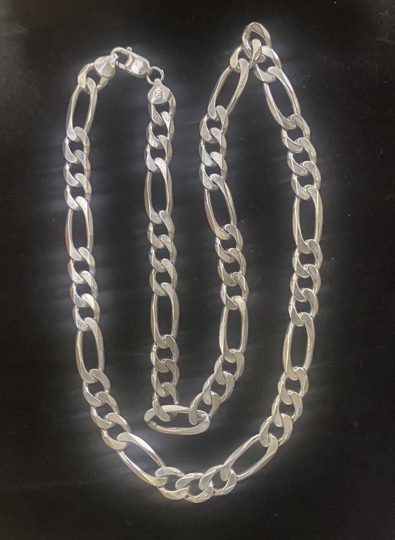 Silver Figaro Chain Necklace (Category: Jewelry) located in Manila. Submitted by timeisgoldyoyongpinoy (Listing ID 1462487024, Image 2). Description: FOR SALE!🙂 925 ITALY Silver Necklace -65.2 grms X 200 per gram -lenght: 24 inches - Classic silver Figaro chain - Substantial look with well-defined, shiny links - Secure clasp for peace of mind - Versatile: great for layering or wearing alone - A timeless and elegant accessory ₱rice: 13,040 ~Cash 