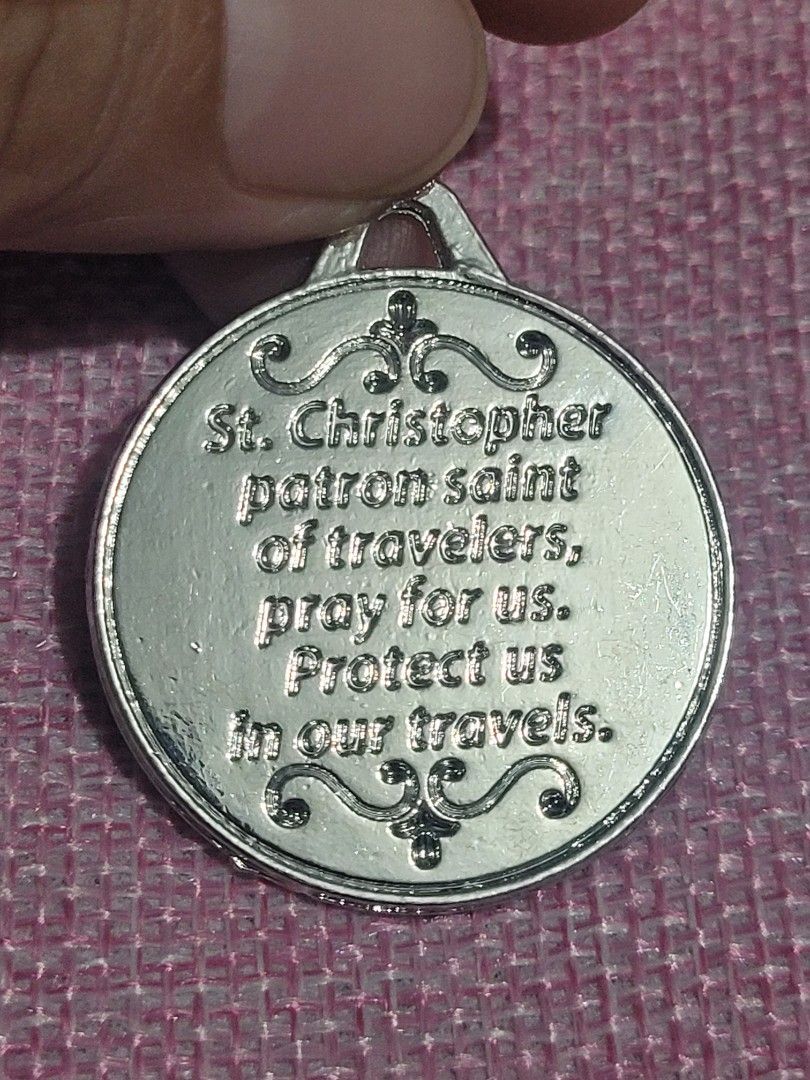 SILVER PLATED ST. CHRISTOPHER MEDAL PENDANT (Category: Religious Items) located in Taguig. Submitted by roumie (Listing ID 1462616182, Image 2). Description: SILVER PLATED ST. CHRISTOPHER MEDAL PENDANT brand new and sealed pure stainless Very beautiful in person Non tarnish What you see is what get Comes with jewelry pouch.