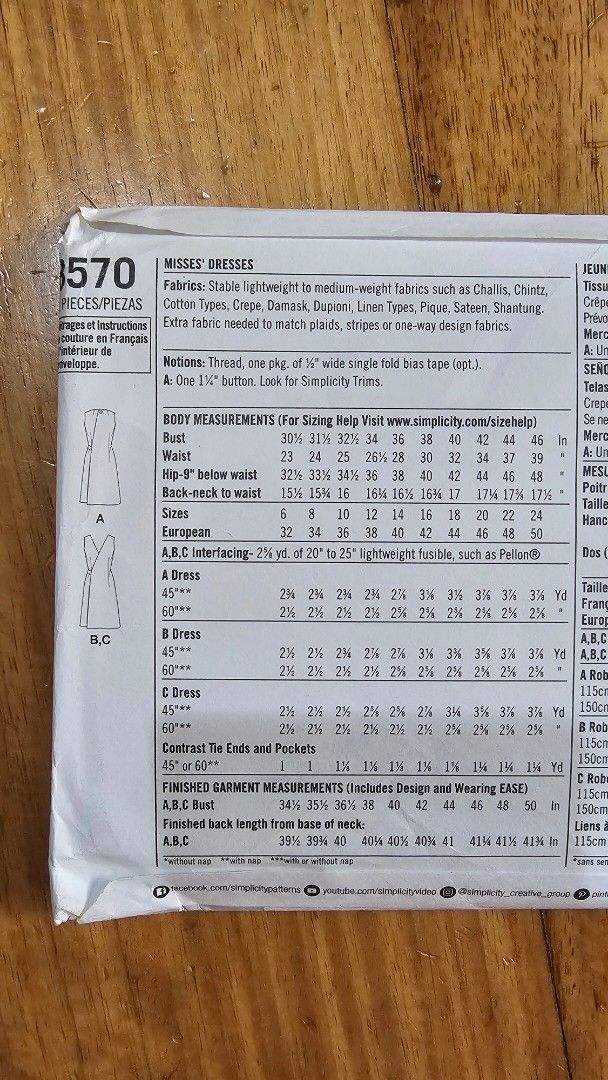 Simplicity 8570 Gertrude MODE Dress Sewing Pattern H5 (Category: Magazines) located in Quezon. Submitted by cgmhe (Listing ID 1462501105, Image 2). Description: - Simplicity Sewing Pattern 8570 - Designed for Misses Dresses - Gertrude MODE Design - Size H5 (US 6-14) - Includes options for 3 dress styles (A, B, C) - All pattern pieces and instructions are included - Perfect for DIY dressmaking projects.