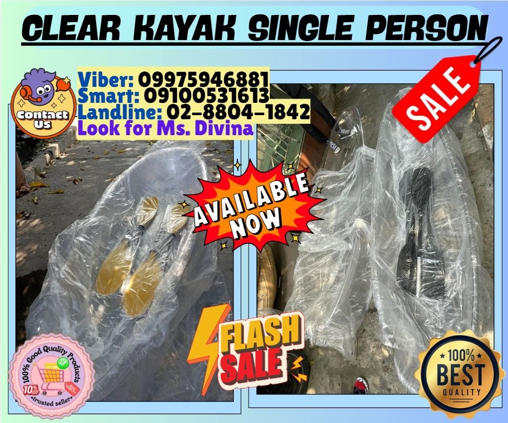 single seater clear kayak boat polycarbonate material (Category: Other Sports Equipment and Supplies) located in Manila. Submitted by silentforest-220aa6 (Listing ID 1462472871, Image 1). Description: 🌏 We Can Deliver Nationwide 👉 AP Cargo, LBC & Lalamove (🛳️ Sea /✈️ Air Freight) 📍HURRRYYYY!!! BUY NOW!!! & GET LESS DISCOUNT 📍WE'RE ON SALE ❗️ Price: 43,737 🔥Transparent Clear Kayak Single Person Specification: Material: 6mm polycarbonate PC b