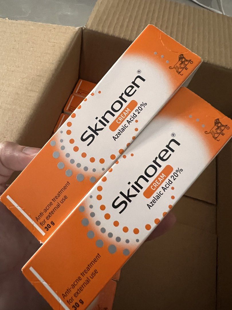 Skinoren Azelaic Acid 20% (Category: Face Care) located in Taguig. Submitted by eybi.ph (Listing ID 1462495914, Image 3). Description: - Brand: Skinoren - Active Ingredient: Azelaic Acid 20% - Type: Cream - Purpose: Anti-acne treatment for external use - Size: 30g - Condition: Brand new From Kuwait .