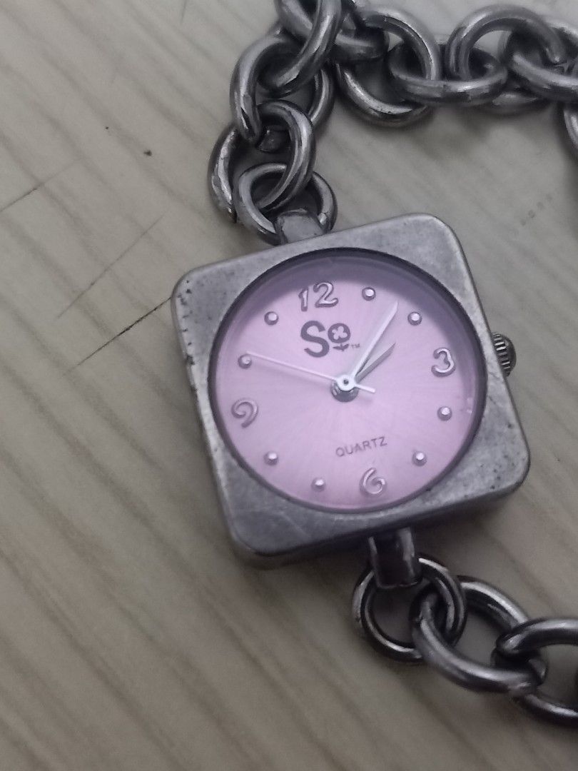 So bracelet watch (Category: Women's Watches) located in Las Pinas. Submitted by quick_deals_great_finds2 (Listing ID 1462619900, Image 2). Description: Original good working condition Quartz with battery 25mm Fits wrist 6.8 inches.
