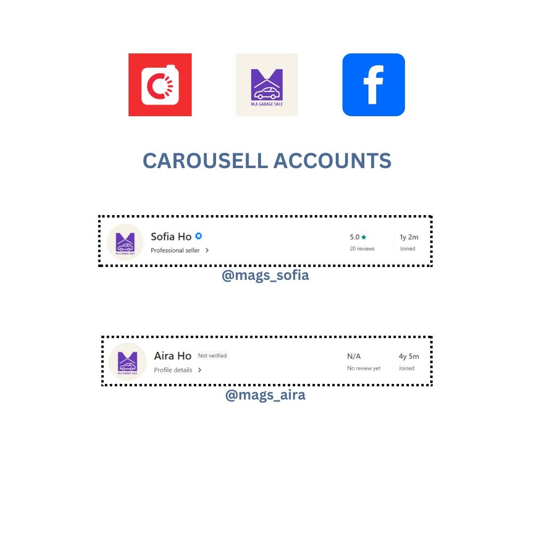 Social Media Announcement (Category: Announcements) located in Malaybalay. Submitted by mags_sofia (Listing ID 1462443827, Image 3). Description: - M.A. Garage Sale is now available on Facebook and Carousell! - Find individual items on our main Carousell page: @mags_sofia - Discover brand-specific bundles (e.g., Jansport, LV) on our second Carousell page: @mags_aira - We offer a curated selection of pre-loved items..