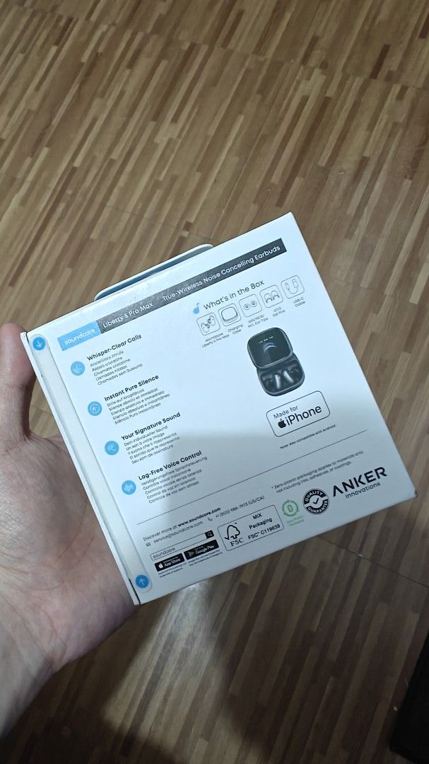 Soundcore Liberty 5 Pro Max AI Note-Taking Earbuds (Category: Earphones) located in Manila. Submitted by skye1020 (Listing ID 1462502147, Image 3). Description: Brand new sealed, black color Price 10k Freebie: Black case Pick up at Paco Arena, Paco Manila Can be swap to Sony XM6, airpods pro 3 or Switch 2 Games. - Soundcore Liberty 5 Pro Max Earbuds - AI Note-Taking Feature - Whisper-Clear Call Quality - Advanced ANC 40 - Immersive Dolby Atmos So