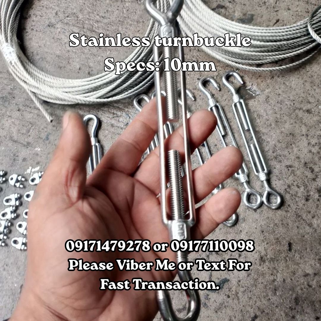 Stainless turnbuckle Specs: 10mm (Category: Home Improvement Tools & Accessories) located in Manila. Submitted by 09171479278_elsie. (Listing ID 1462469900, Image 1). Description: Stainless turnbuckle Specs: 10mm.