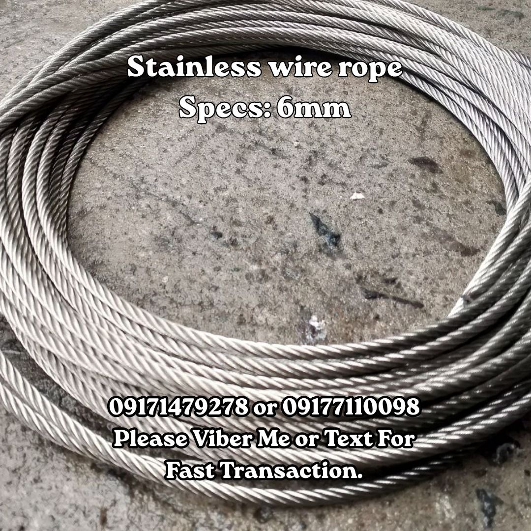 Stainless wire rope Specs: 6mm (Category: Home Improvement Tools & Accessories) located in Manila. Submitted by 09171479278_elsie. (Listing ID 1462469716, Image 1). Description: Stainless wire rope Specs: 6mm.