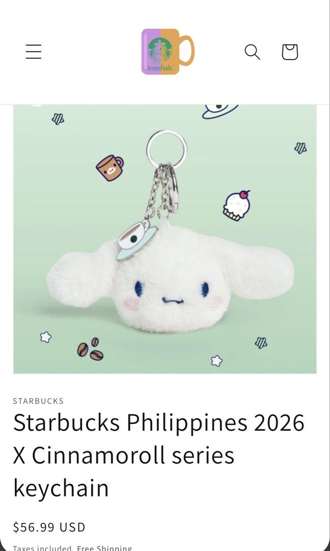 Starbucks cinnamoroll keychain (Category: Character Goods) located in Quezon City. Submitted by pinkpreloved08 (Listing ID 1462483093, Image 1). Description: Brand new Extra #starbucksph #starbuckscinnamoroll.