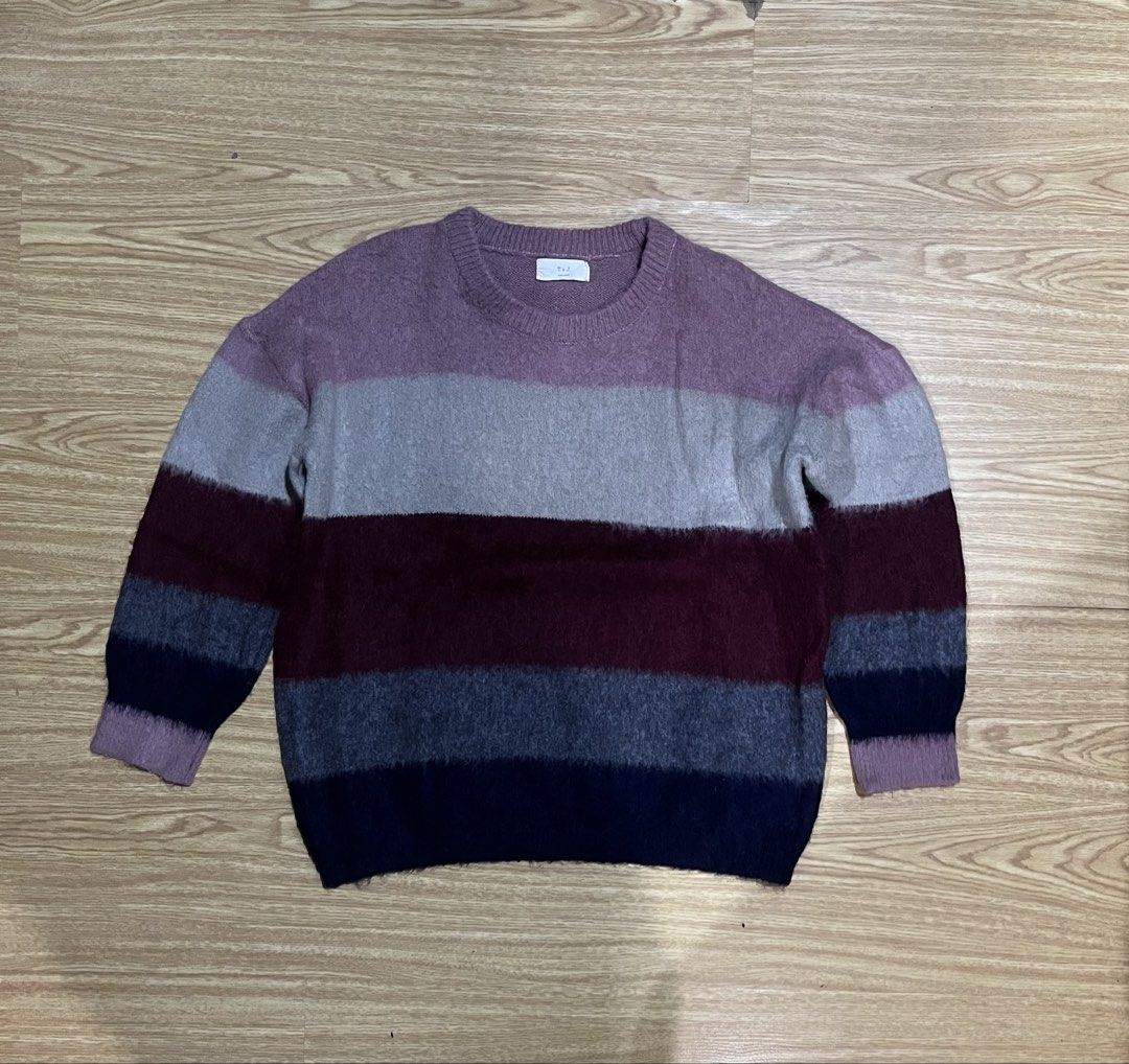 Striped Mohair Blend Sweater (Category: Coats, Jackets and Outerwear) located in Quezon City. Submitted by reecepalafox (Listing ID 1462511532, Image 1). Description: - Cozy striped sweater - Colors: Pink, Grey, Burgundy, Navy - Material: Soft, fuzzy mohair blend - Style: Crew neck, long sleeves - Versatile: Great for layering or wearing on its own *Free With Any Other Purchase*.