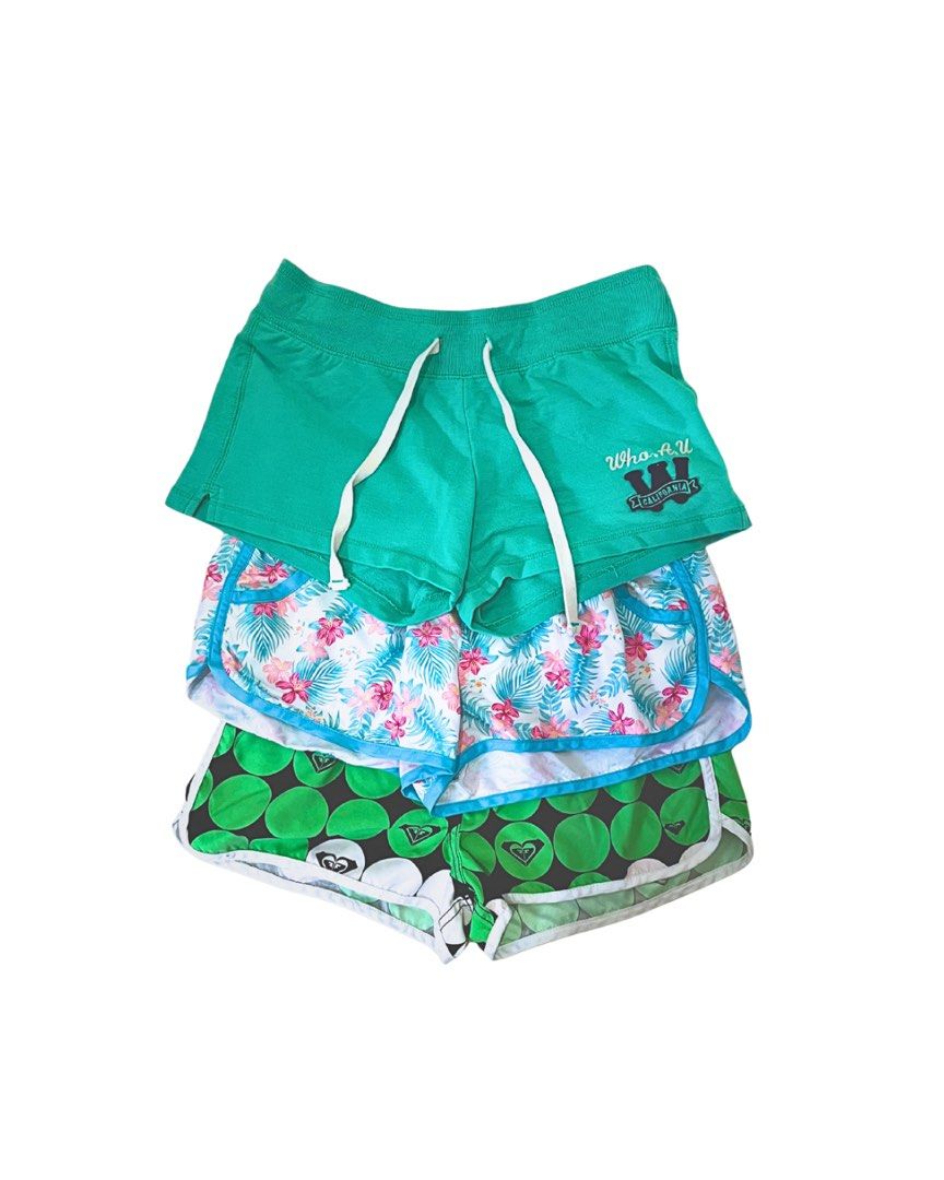 Summer/Booty Shorts Bundle (Category: Shorts) located in Marikina City. Submitted by dowsie.shop4divas (Listing ID 1462556567, Image 1). Description: 170EACH - Bundle of 3 shorts - One green pair with drawstringROX - One pair with tropical floral print - One pair with green and white circles and Roxy logos - Ideal for lounging or beach days.