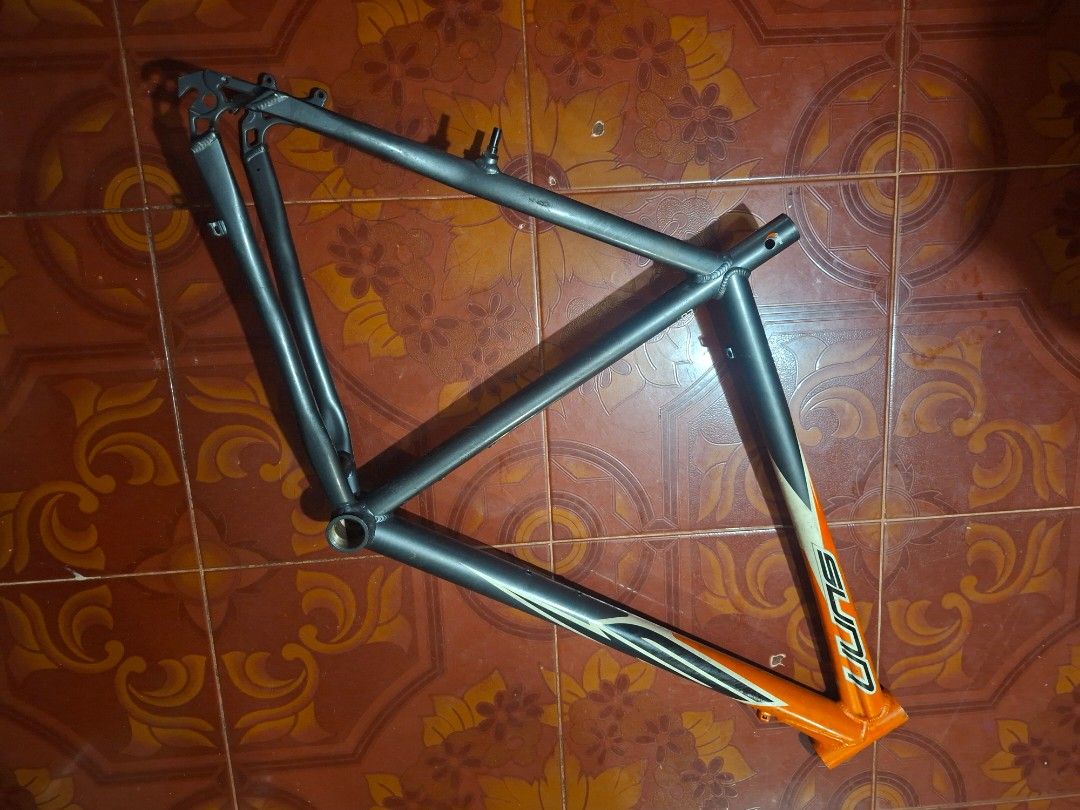 SUNN Bicycle Frame Orange Grey (Category: Bicycles) located in Manila. Submitted by briannekevin (Listing ID 1462583848, Image 2). Description: - SUNN Bicycle Frame - Color: Orange and Grey - Style: Mountain Bike - Condition: Used, with normal wear (scratches and scuffs) - Ready for a new bike build - Message for more details.