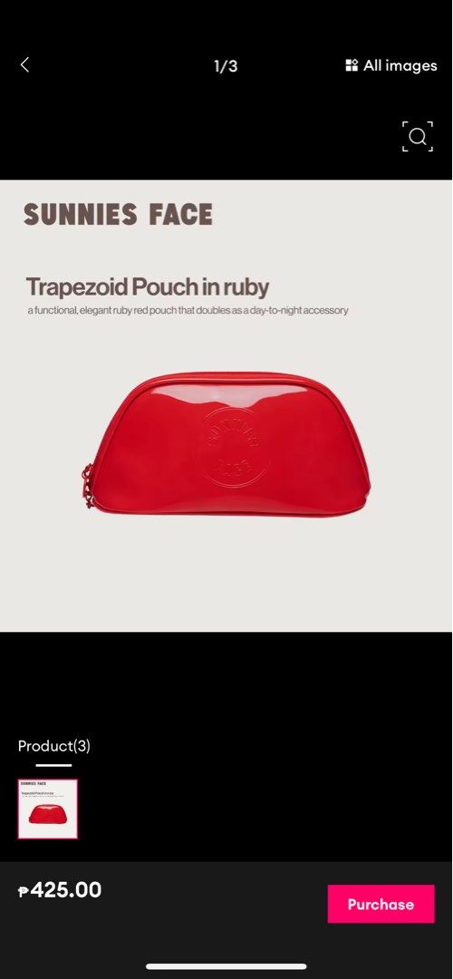 Sunnies Face Trapezoid Pouch in Ruby Red (Category: Purses & Pouches) located in Manila. Submitted by khaeeeeee (Listing ID 1462579939, Image 1). Description: .