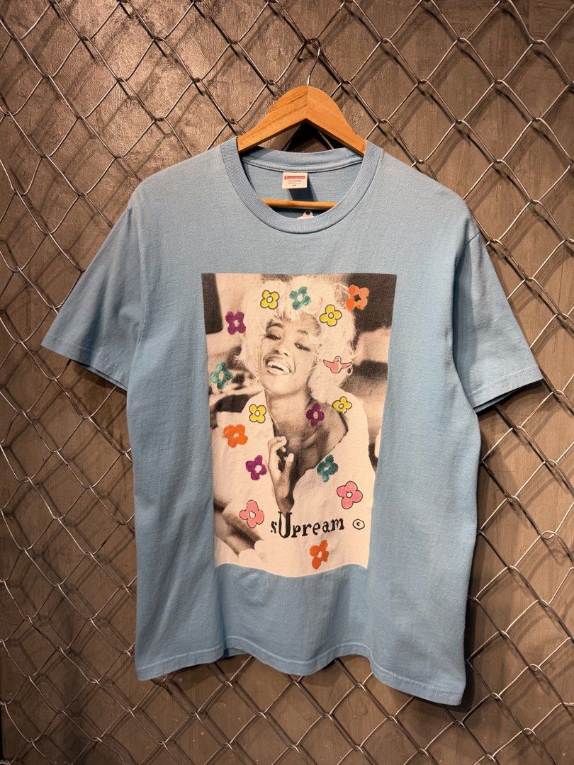 Supreme "Naomi" Tee Light Blue (Category: Tshirts & Polo Shirts ) located in Manila. Submitted by ardobe.mnl (Listing ID 1462479199, Image 1). Description: Size: Medium Dimes: 20.5x28 Condition: Verygood Flaw: Hairline crack & White stain (check last pic) .