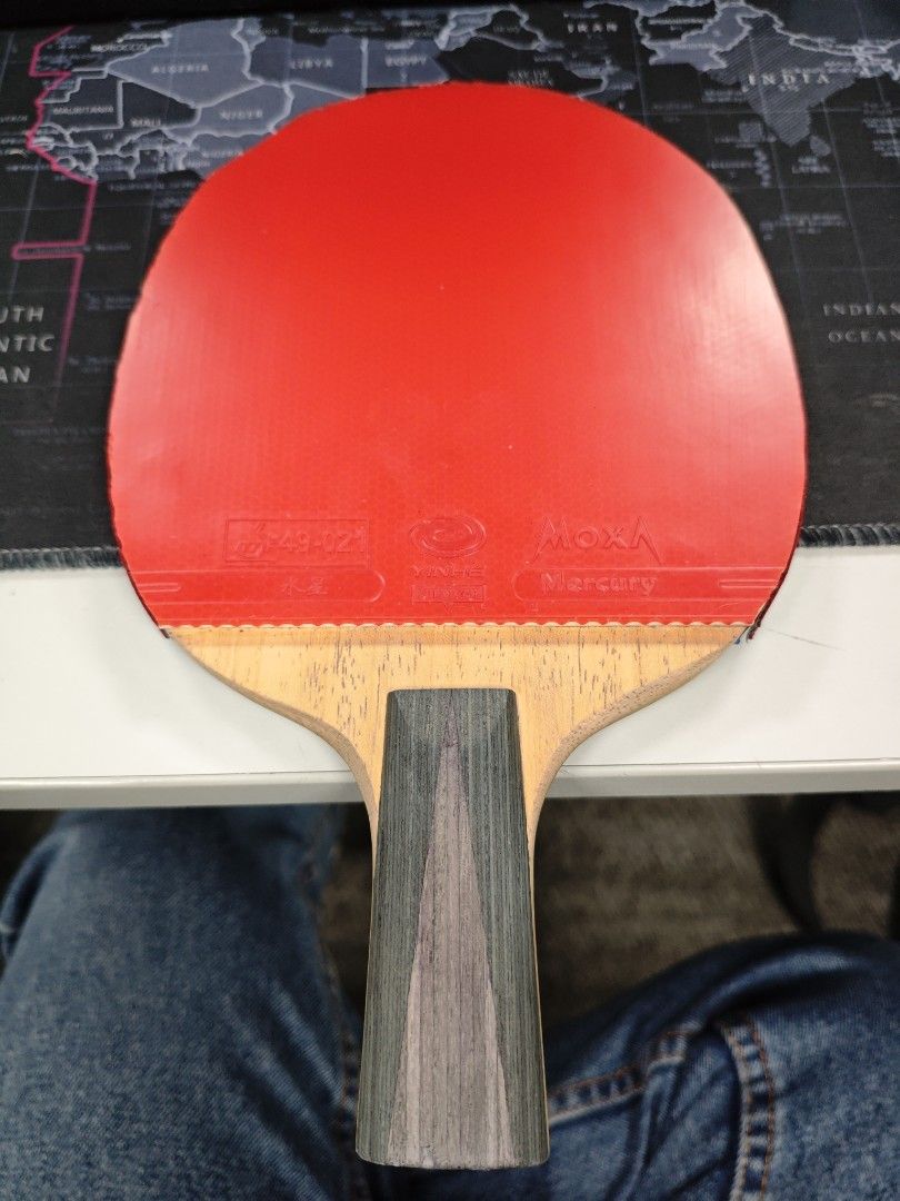 Table Tennis Racket CN Penhold (Category: Racket and Ball Sports) located in Manila. Submitted by ifiguracio63338 (Listing ID 1462490530, Image 2). Description: Blade: Palio Energy 02 Forehand rubber: Friendship 729 Cross Series Backhand: Yinhe Milkyway Issues: None I just carved my initials at the bottom of the handle.