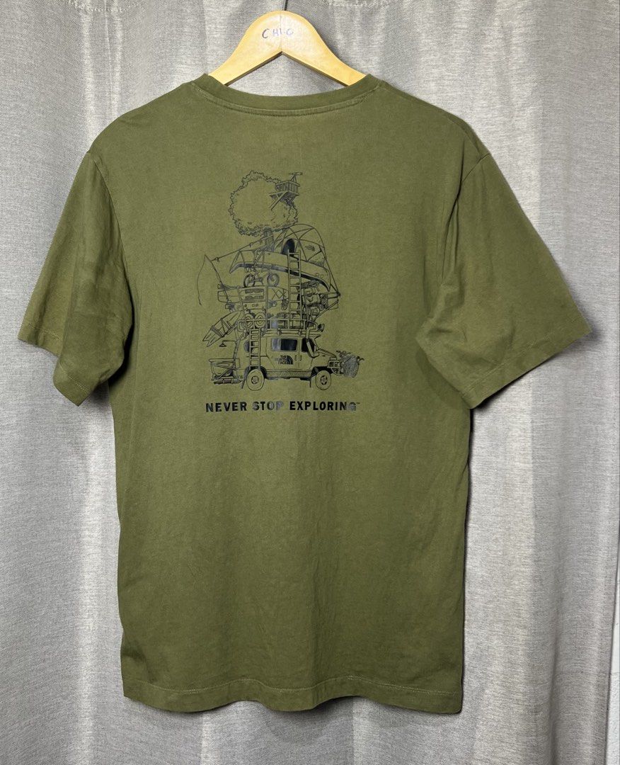 The north face tee w back design (Category: Tshirts & Polo Shirts ) located in General Trias. Submitted by luxfinds2019 (Listing ID 1462543772, Image 2). Description: TNF tee w back design 699 shipped Olive green Small to semi medium 19.8by27 Excellent condition 💯 Walang fade No issue Loc laguna Pm.