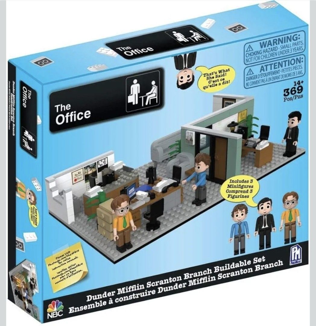 The Office Dunder Mifflin Scranton Branch Buildable Set (Category: Lego & Building Sets) located in Caloocan City. Submitted by 0shee81 (Listing ID 1462664944, Image 1). Description: - Build the iconic Dunder Mifflin Scranton Branch! - Includes 3 minifigures. - Features 369 pieces. - A must-have for any fan of The Office. - Instructions available online at Phatmojo.com/theoffice..