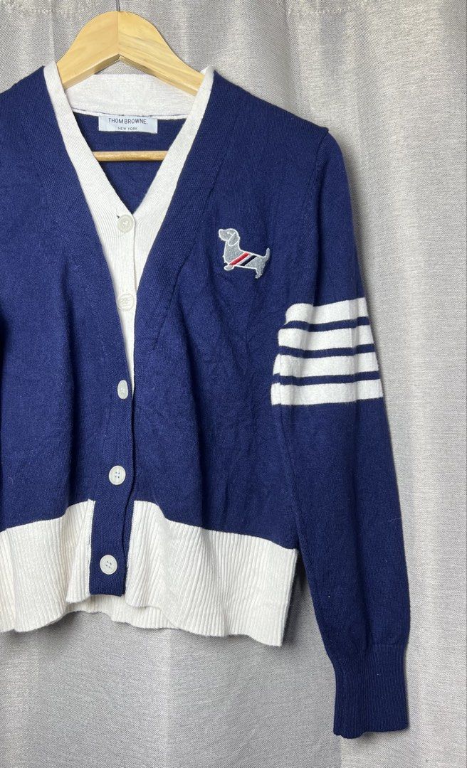 Thom Browne cardigan! (Category: Coats, Jackets and Outerwear) located in General Trias. Submitted by luxfinds2019 (Listing ID 1462494210, Image 3). Description: Thom brownee cardigan! 999 shipped! Fits medium 19by22 Good as new 💯 No issue Loc laguna Pm.