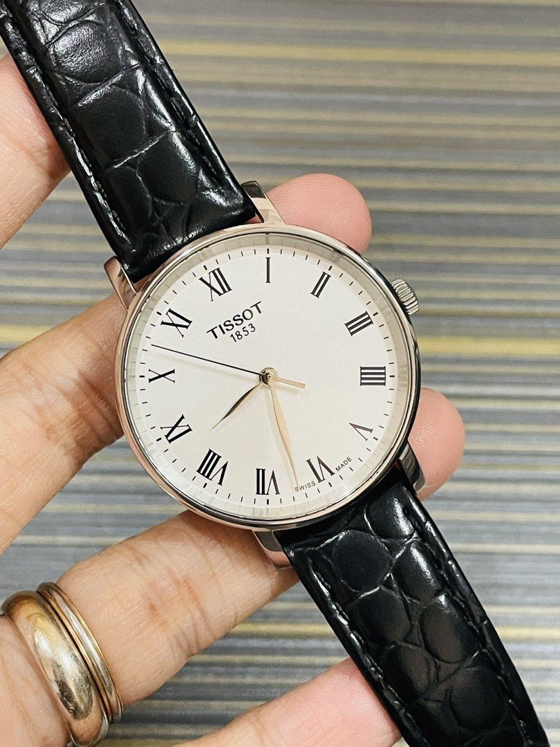 Tissot Everytime Ladies or Unisex Midsize (Category: Men's Watches) located in Paranaque City. Submitted by robertsoon.08 (Listing ID 1462497914, Image 2). Description: Tissot Everytime Ladies or Unisex Midsize Swiss Quartz Movement 34mm case size Original leather Bracelet Good running condition Preloved used watch Authentic/Original Watch only!! with provided box ordinary.