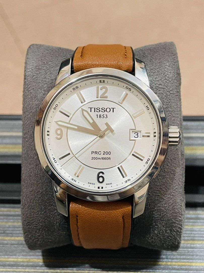Tissot PRC 200 Quartz Leather (Category: Luxury Watches) located in Paranaque City. Submitted by robertsoon.08 (Listing ID 1462496561, Image 1). Description: Tissot PRC 200 Quartz Mens Swiss Quartz Movement 40mm case size Original buckle with new leather strap aftermarket Good running condition Preloved used watch Authentic/Original Watch only!! with provided box ordinary.