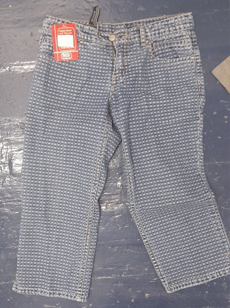 TOKONG CHECKERED DENIM PANTS (Category: Other Bottoms) located in Manila. Submitted by lucky7ph (Listing ID 1462454411, Image 2). Description: 100% brandnew but old stock NOTE: Need to wash, dirty old stock pm me for more info for bulk order, price negotiable.