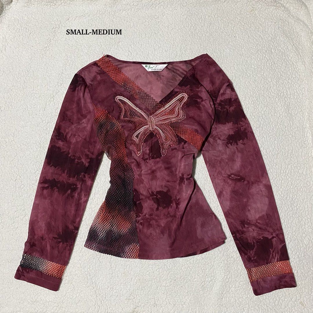 Trans-mars y2k butterfly longsleeve top (Category: Longsleeves) located in Malaybalay. Submitted by thriftfindsbyshei (Listing ID 1462560491, Image 1). Description: -Open for bid- ✧ mine: 150 ✧ steal: 200 ♡ Lock: 250 (au)🧚‍♀️ EOB: September 19 | 6:00PM —need wash.