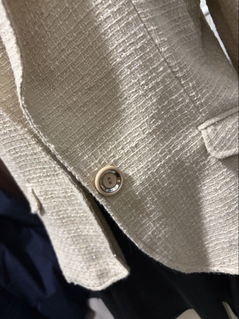 Tweed Blazer in Cream (Category: Coats, Jackets and Outerwear) located in Taguig. Submitted by vm.co (Listing ID 1462623397, Image 2). Description: Be the best version of yourself. ✨ Elevate your style with our OG Coats - timeless pieces made for that effortless old-money look Classic. Polished. Sophisticated. Because true style never goes out of fashion. 🥂VM’s Closet.