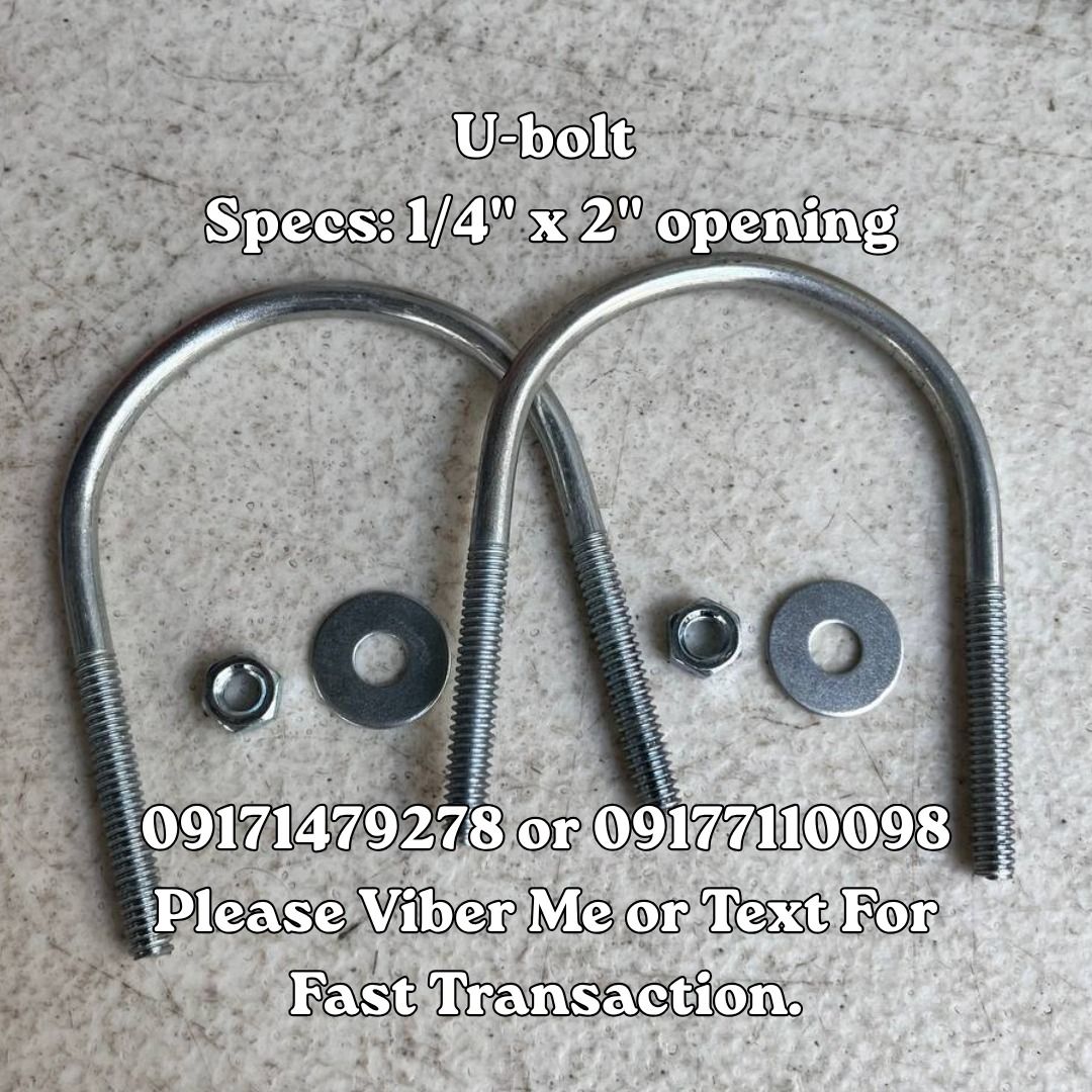 U-bolt Specs: 1/4" x 2" opening (Category: Home Improvement Tools & Accessories) located in Manila. Submitted by 09171479278_elsie. (Listing ID 1462443756, Image 1). Description: U-bolt Specs: 1/4" x 2" opening.
