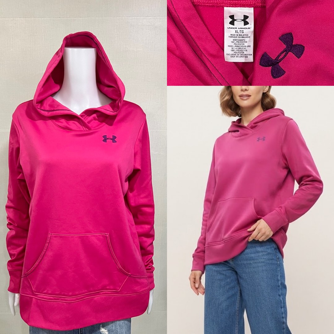 Under Armour Hot Pink Hoodie (Category: Coats, Jackets and Outerwear) located in Cebu City. Submitted by kei.flmn (Listing ID 1462447357, Image 1). Description: 📌PLEASE READ BEFORE MAKING AN OFFER Excellent Condition (No issues) Size:Fits XL - [x] Flat Lay Measurements (in inches): - [x] Bust: 42” - [x] Length Reference: Mannequin Height : 5’4” (First-come, first-served basis) Due to an increased number of joy reservers and fake buyers, offers w