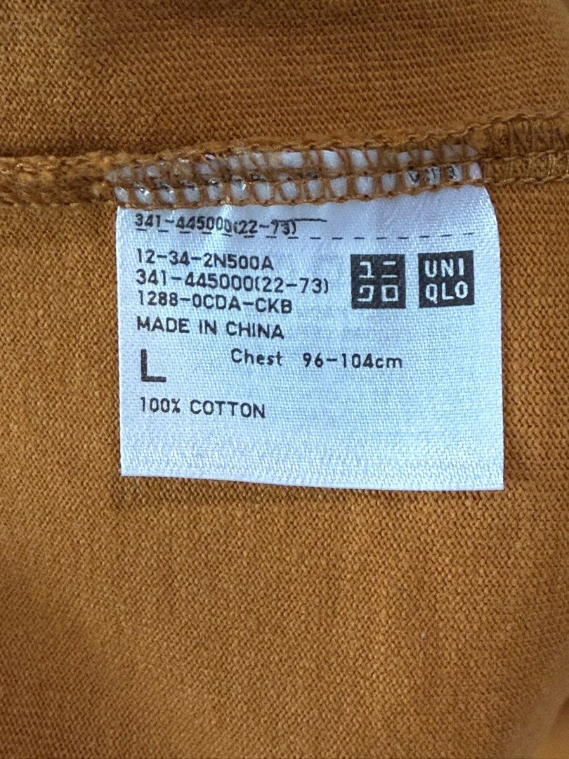 Uniqlo U Mustard Shirt (Category: Tshirts & Polo Shirts ) located in Manila. Submitted by heatsneakerstoreph (Listing ID 1462499061, Image 2). Description: Never Been Used 10/10 condition Size L kita naman po sa condition RFS:Na stock lang po sa cabinet.
