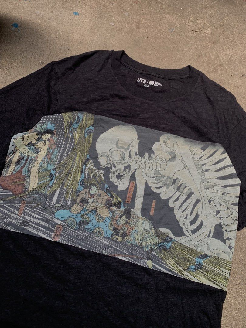 Uniqlo x MFA (Category: Tshirts & Polo Shirts ) located in Roxas City. Submitted by vaultcultureco. (Listing ID 1462637089, Image 1). Description: - Brand: Uniqlo UT - Collaboration: Museum of Fine Arts Boston (MFA) - Size: L (Chest 96-104cm) - Material: 100% Cotton - Design: Artistic print with skeleton and Japanese figures - Color: Black - Condition: Excellent (Layered Condition 4).