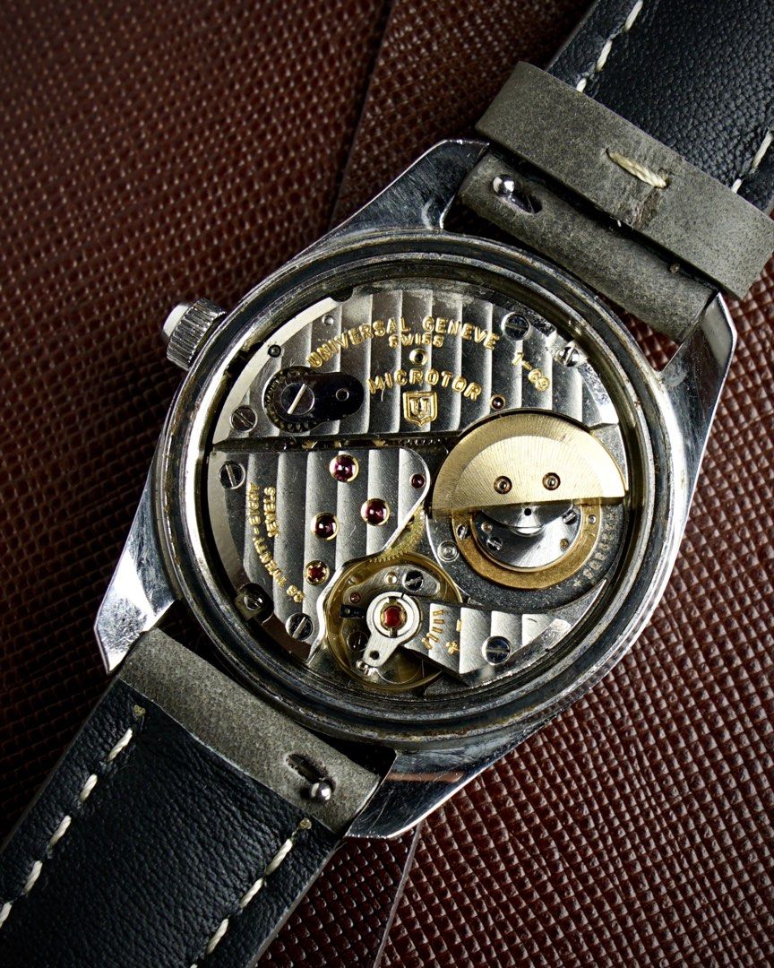 Universal Geneve Polerouter Date 869115/05 (Category: Men's Watches) located in Mandaluyong City. Submitted by watchcraftph (Listing ID 1462518453, Image 3). Description: ❗️For Sale ❗️ [ON HAND] Universal Geneve Polerouter Date Vintage Watch Year: 1966 Reference: 869115/05 Genuine Pre-owned Vintage Watch Spec Sheet: ✔️35mm stainless steel case ✔️43.6mm lug to lug ✔️UG cal 1-69 microtor automatic ✔️AM leather strap ✔️Swiss made Watch and replaceme