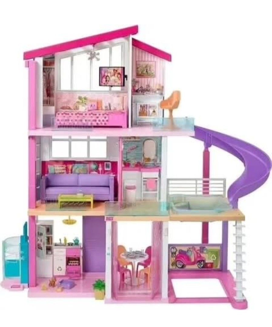 US Barbie Dreamhouse for only 17k! (Category: Kids Toys) located in Makati City. Submitted by brandedshopoffers (Listing ID 1462487025, Image 3). Description: US Barbie Dreamhouse for only 15k! 10pcs Barbie dolls and 1 PC Ken doll some other Barbie's accessories included here like groceries and many more. Note: this pre-loved but still like new as is condition actual photos posted already kindly check them. your kids will surely love this 💗.
