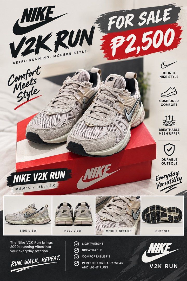 V2K RUN (Category: Sneakers) located in Manila. Submitted by soytimaster77 (Listing ID 1462471090, Image 1). Description: FOR SALE ✅NIKE V2K RUN Used Like New. Authentic Guarantee Size 7.5 Womens 📍Meet Up 📍Tayuman 📍SM San Lazaro 📍Binondo 📍Sta. Cruz.
