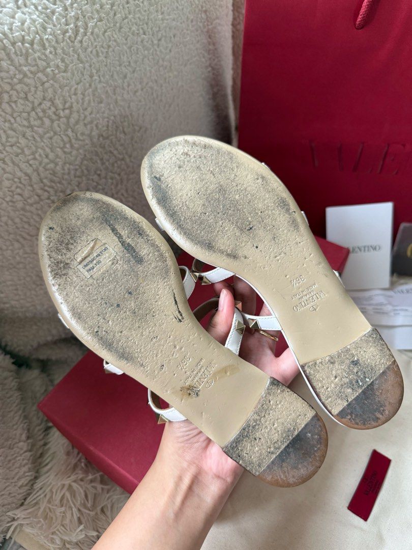 Valentino rock stud flats in white (Category: Sneakers & Footwear) located in Tagum. Submitted by preloved_by_samantha (Listing ID 1462516181, Image 2). Description: Complete set .