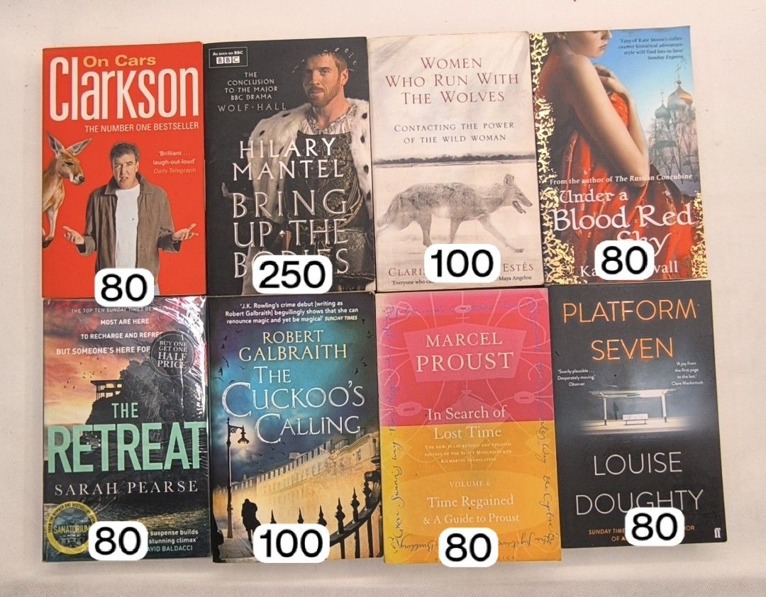 Various Books by Popular Authors - Great Reads (Category: Storybooks) located in Manila. Submitted by enen2020 (Listing ID 1462560246, Image 1). Description: - Collection of books by well-known authors. - Features titles from Hilary Mantel, Sarah Pearse, Robert Galbraith, Marcel Proust, Louise Doughty, Cassandra Clare, Deborah Rodriguez, Ben Aaronovitch, James Miley, Veronica Roth, Ken Follett, Holly Bourne, Cecelia Ahern, Richard Osman, Nicholas