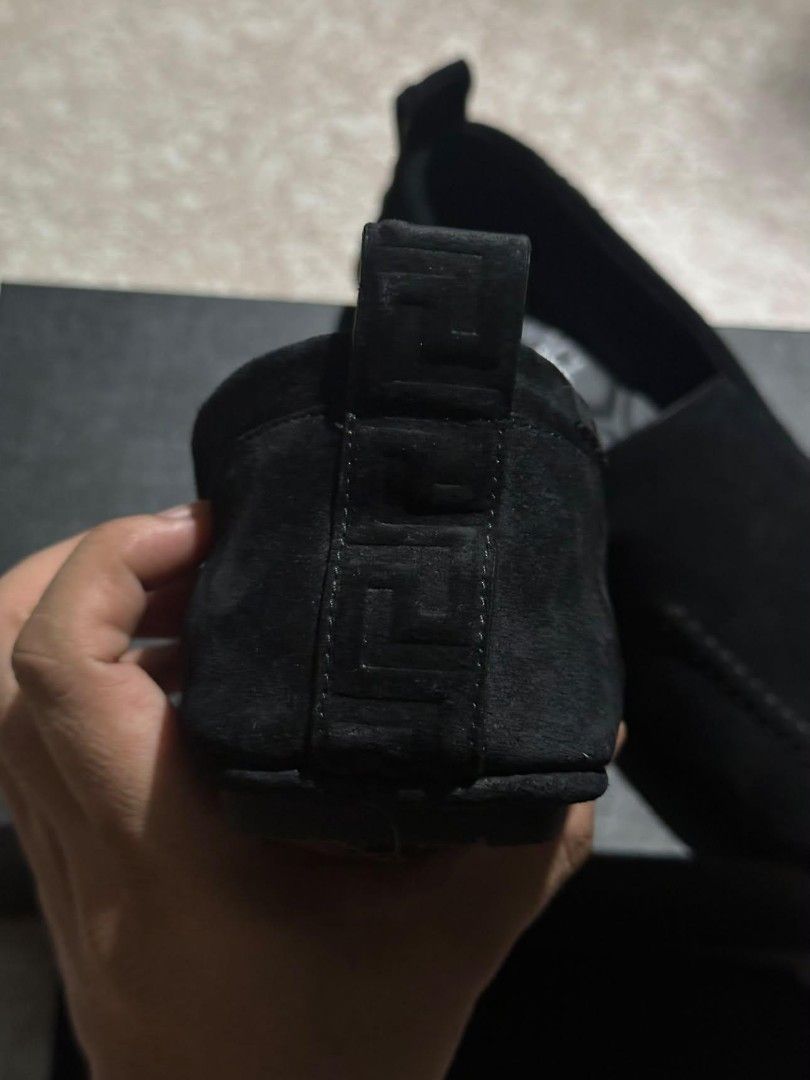 Versace Black Suede Loafers (Category: Casual Shoes) located in Quezon City. Submitted by closettemanila.ph (Listing ID 1462677681, Image 2). Description: - Authentic Versace black suede loafers - Size: 40 - Comes with original box - Includes dust bag - Original purchase price: P49,500.