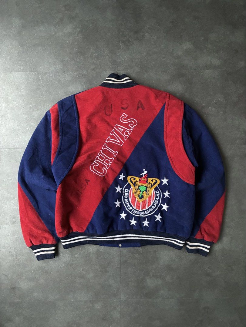 Vintage 1990s Chivas Varsity Jackey (Category: Coats, Jackets and Outerwear) located in Cabuyao City. Submitted by hesovint. (Listing ID 1462452971, Image 2). Description: IG: heso.vint Flaw: signs of use, holes Fits: L width: 24 length: 24 sleeve (pit to cuff): 19 unit: inches +sf.