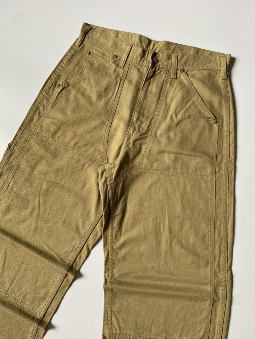 Vintage 90’s Bobson Double Knee Painter Pants (Category: Jeans) located in Baguio. Submitted by the_gunstore (Listing ID 1462589663, Image 2). Description: Size tagged: M Issue: Minimal Stains Waistline:15(30) Full Length:44 Thigh:13 Leg Opening:10 Inseam:32.5 Knee:11.5 Front Rise:13.