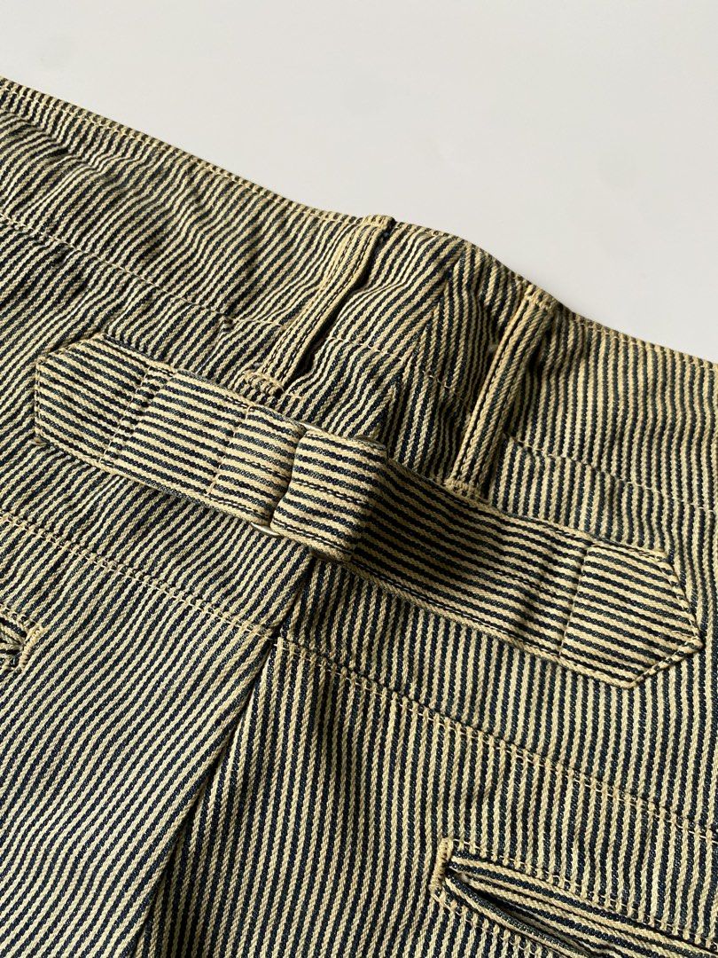 Vintage Chimala Buckle Back Hickory Striped Work Trouser (Category: Trousers) located in Baguio. Submitted by the_gunstore (Listing ID 1462626544, Image 2). Description: Size tagged: 32 Issue: None Waistline:16(32) Full Length:39.5 Thigh:12 Leg Opening:8.5 Inseam:27 Knee:9.5 Front Rise:13.5.