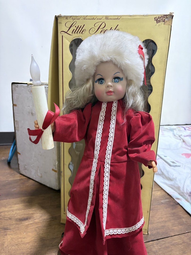 vintage dolls (Category: Vintage Collectibles) located in Makati City. Submitted by sausage011 (Listing ID 1462535341, Image 1). Description: good price if takeall 1. Left figure Vintage Rennoc Little People Animated & Illuminated Christmas Figure 2. Middle figure Vintage Motion-ettes 18” Electronic-Musical Animated & Illuminated Christmas Action Figure This one is especially easy to identify because the original box says exactly that. The box al