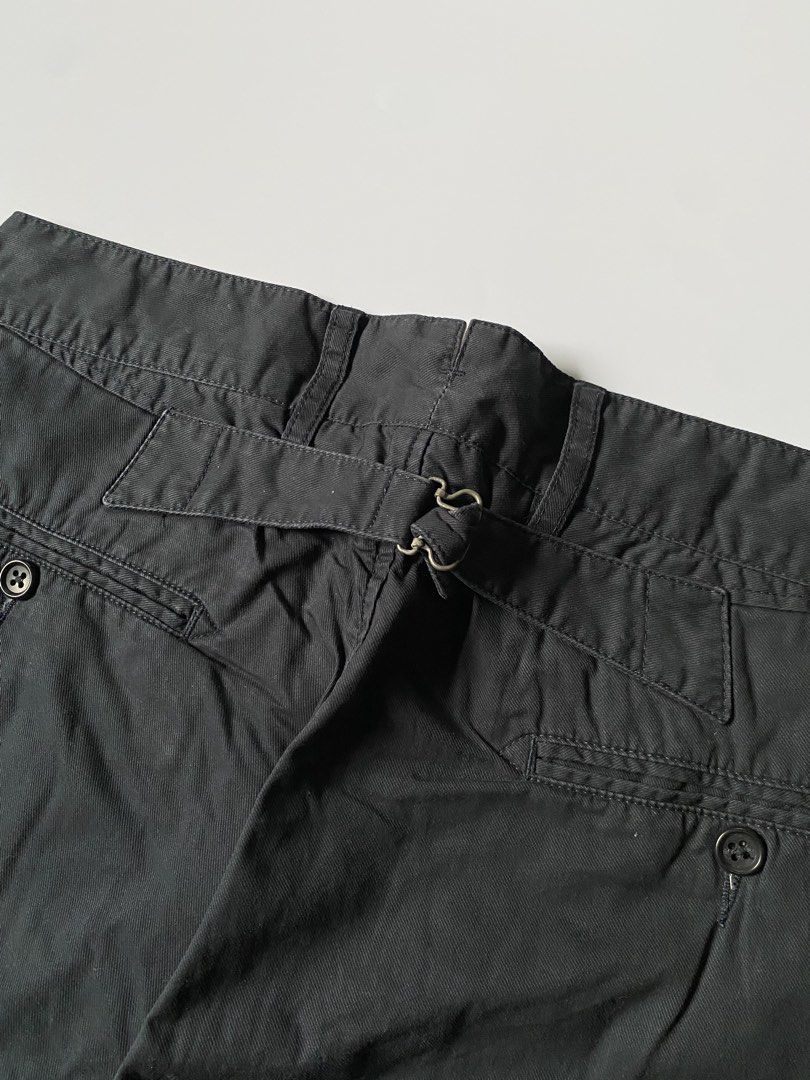 Vintage Engineered Garment Cinched Buckle Back Trouser (Category: Trousers) located in Baguio. Submitted by the_gunstore (Listing ID 1462623961, Image 3). Description: Size tagged: 32 Issue: Stains Waistline:16(32) Full Length:40 Thigh:11 Leg Opening:7 Inseam:29 Knee:8 Front Rise:10.5.