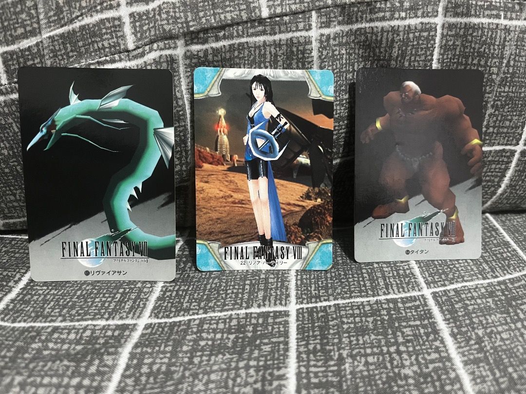 Vintage Final Fantasy Trading Cards (Category: Raw Singles) located in Caloocan City. Submitted by calmshark.d943ae (Listing ID 1462647603, Image 2). Description: Baka may FF fans / collectors po dito! 👀 ✨ Vintage Final Fantasy Cards ✨ Near Mint / Mint condition ✨ Take ALL for only ₱200! Selling these as one bundle. Perfect for collectors and fans of the classic Final Fantasy era. 🤍 📦 Shipping available 📍 Meetup: MOA or Ayala Malls Manila Bay