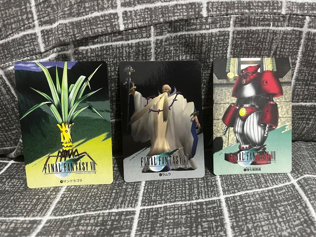 Vintage Final Fantasy Trading Cards (Category: Raw Singles) located in Caloocan City. Submitted by calmshark.d943ae (Listing ID 1462647603, Image 3). Description: Baka may FF fans / collectors po dito! 👀 ✨ Vintage Final Fantasy Cards ✨ Near Mint / Mint condition ✨ Take ALL for only ₱200! Selling these as one bundle. Perfect for collectors and fans of the classic Final Fantasy era. 🤍 📦 Shipping available 📍 Meetup: MOA or Ayala Malls Manila Bay
