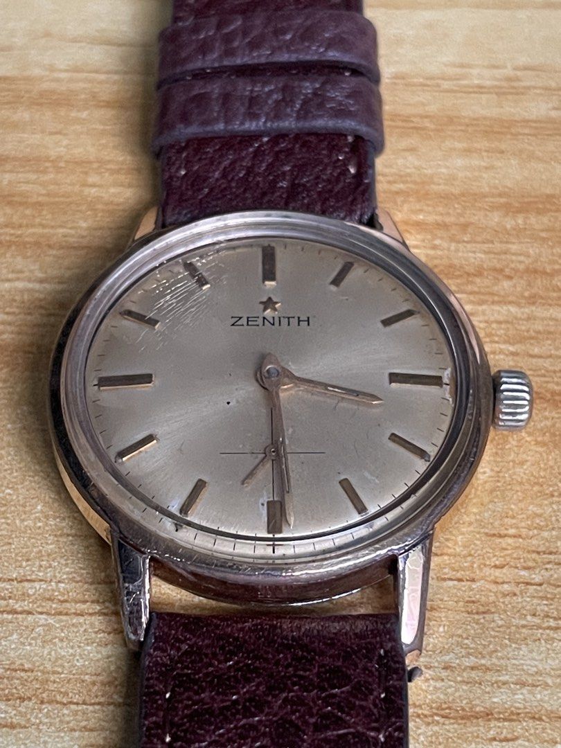 Vintage Zenith Stellina (Category: Men's Watches) located in Taguig. Submitted by tester1x (Listing ID 1462480257, Image 2). Description: Vintage Zenith Stellina 1950’s Swiss Made 587A990 Manual Winding Small Second Sub Gold Color Dial Gold Plated Front Case Stainless Steel Back Case 34mm Replacement Strap, Buckle.