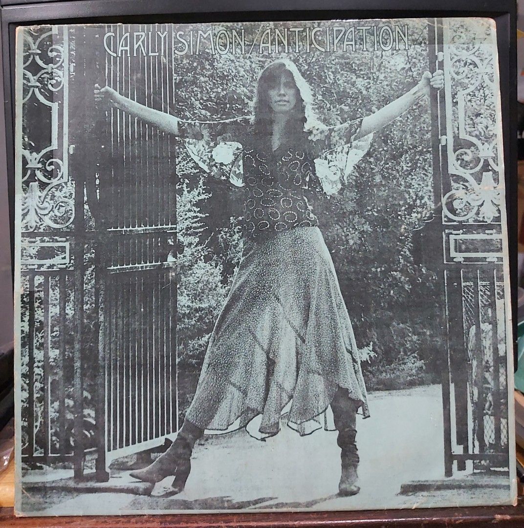 vinyl Carly Simon - Anticipation (open) (Category: Vinyls) located in Antipolo. Submitted by rlt1870 (Listing ID 1462527485, Image 1). Description: record has light scratches. album cover has scotch tape on 2 sides to keep it close. issue is a slight skip on side 2 track 2 The Garden...but will move on. other titles are fine no skip. overall the album cover and record is in good condition. local made vinyl. - Release Year: 1971 - Iconic Tracks: '