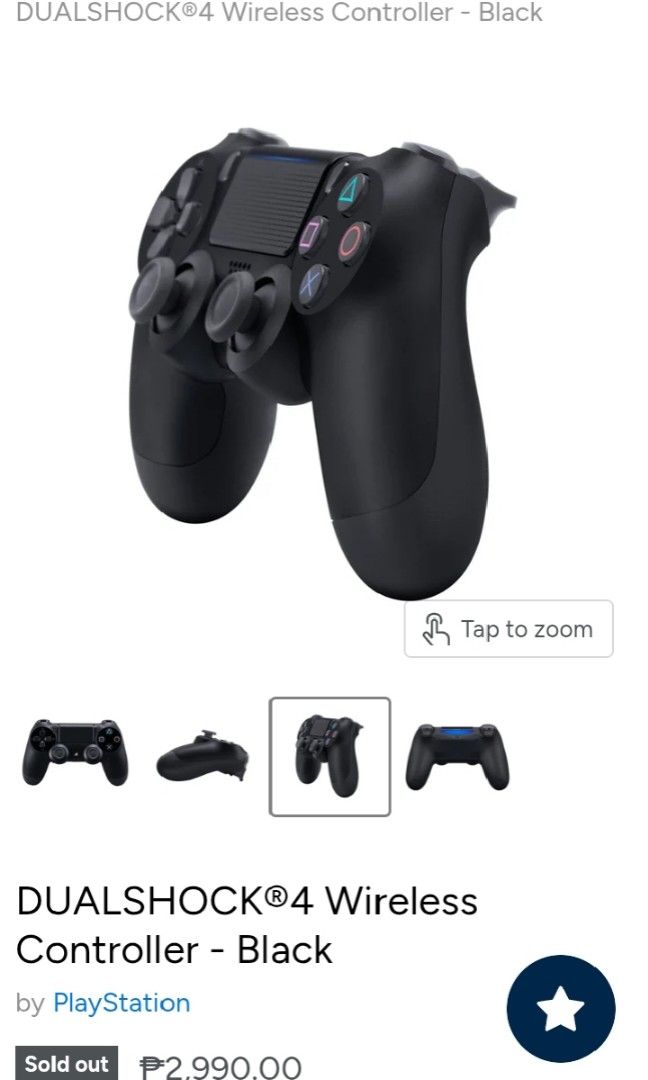 Wireless Controller for P-4 (Category: Controllers) located in Manila. Submitted by thedecluttersss (Listing ID 1462594828, Image 2). Description: 🚩STRICTLY NO COD🚩 - Wireless controller for P-4 console - Features touch function, double motor vibration, and 6-axis gyro - Connects wirelessly - Includes user manual and charging cable - Available in multiple sizes - Supports all P-4 console versions.
