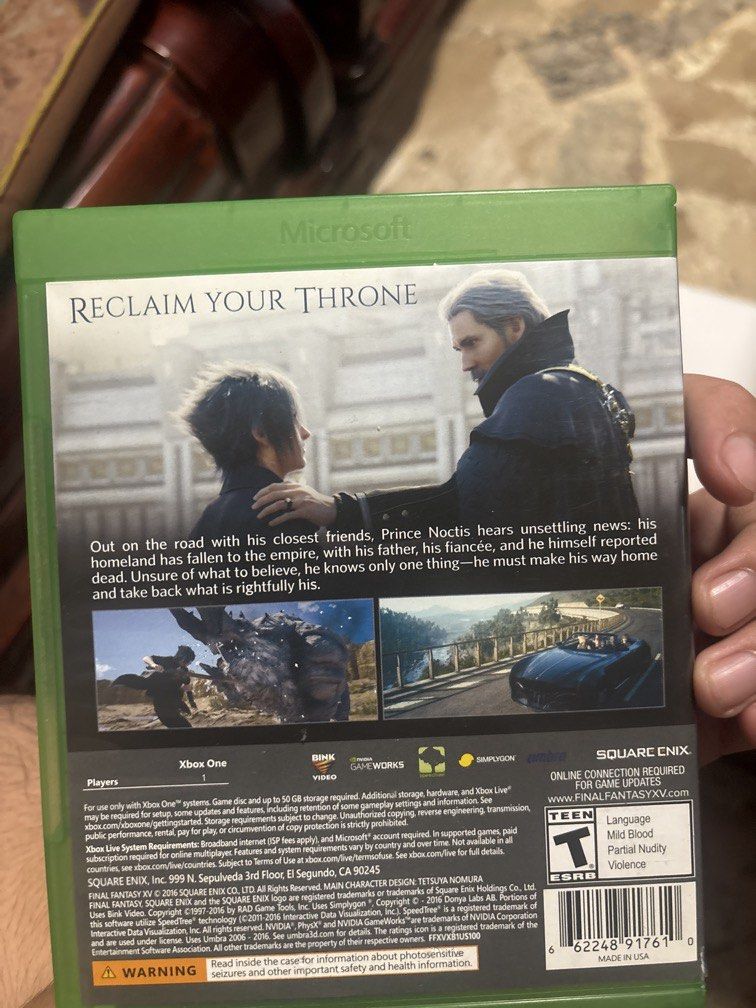 Xbox One Final Fantasy XV (Category: Xbox) located in Binan City. Submitted by ceddiimp (Listing ID 1462500427, Image 2). Description: Final Fantasy XV for Xbox One Pre-owned, good condition. Physical copy — see photos for actual condition. 💰 ₱500 📦 Shipping available / meetup ❌ No swap PM if interested!.