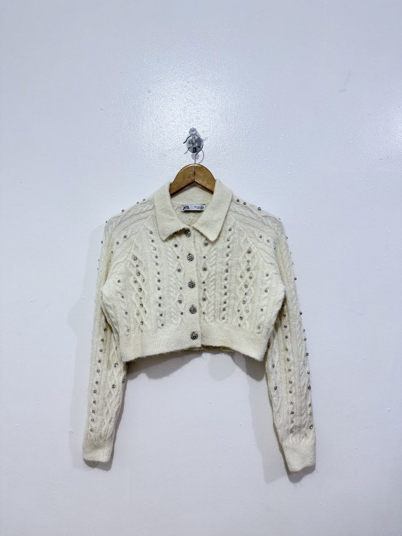 Zara Cable Knit Cardigan with Rhinestone (Category: Coats, Jackets and Outerwear) located in Quezon City. Submitted by h.eart (Listing ID 1462643592, Image 3). Description: BNWOT Original Zara No flaws Size: Medium on tag No when worn Last price posted.