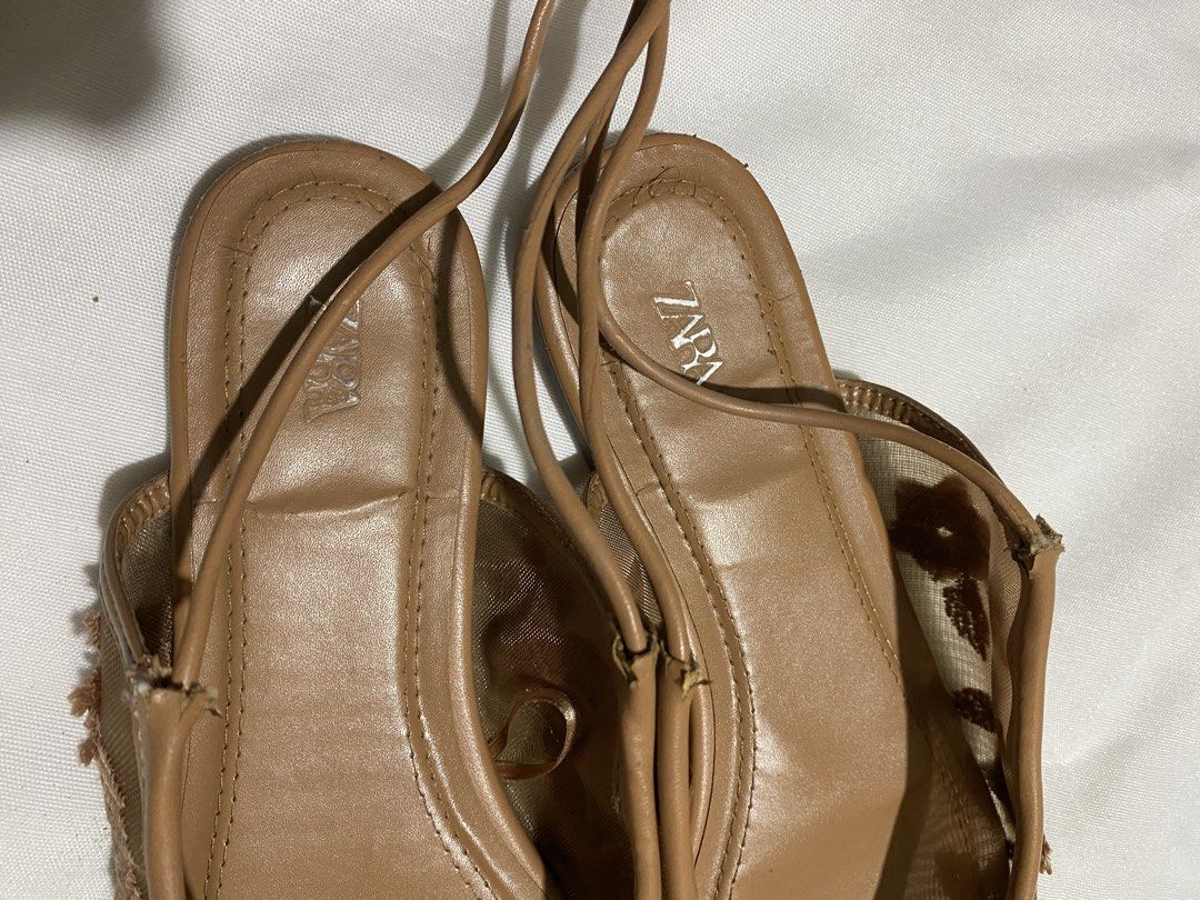 Zara lace up floral flats (Category: Flats & Sandals) located in Tanza. Submitted by vhies_closet24 (Listing ID 1462635704, Image 2). Description: Pre-loved, good condition ✨ Floral design with lace-up detail 📌 Size: 37.