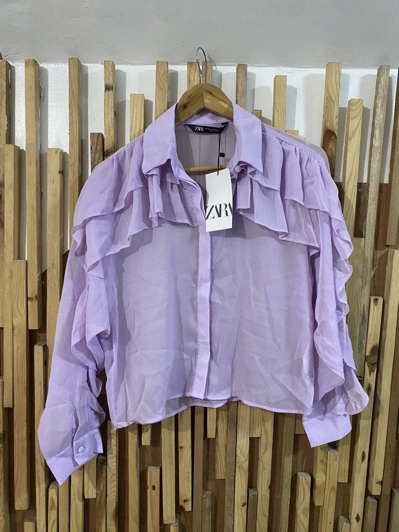 Zara Lilac Ruffle Semi-Sheer Blouse (Category: Blouses) located in Mabalacat. Submitted by calmrabbit.ae2127 (Listing ID 1462533245, Image 3). Description: .